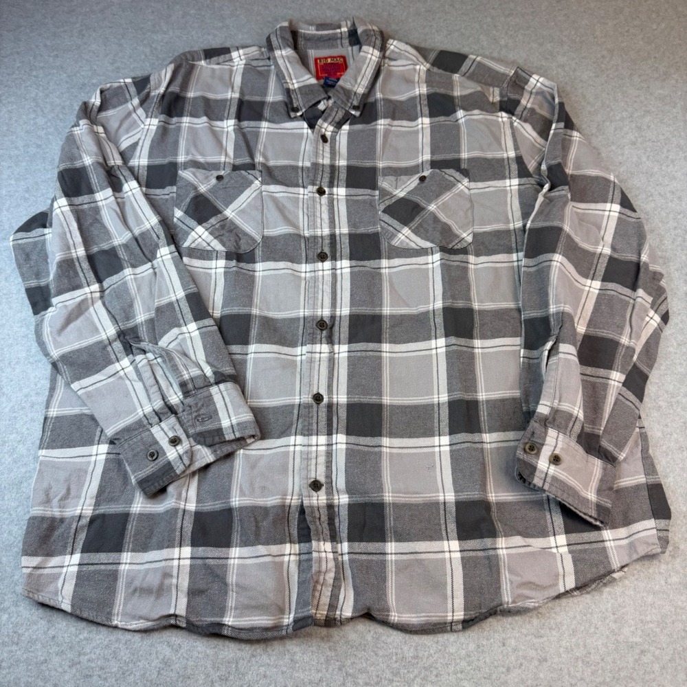 Big Mac JC Penney Mens XXL Gray Black Plaid Flannel Long Sleeve Workwear Shirt